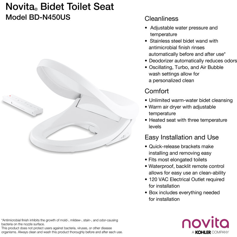 Kohler Novita Elongated Bidet Toilet Seat & Reviews Perigold